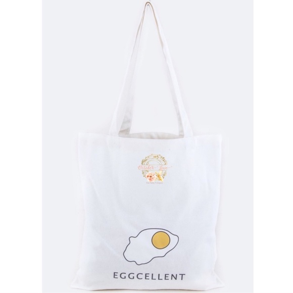 🚫SOLD🚫4/$23 Canvas Tote Bag "Eggcellent" - Picture 3 of 4